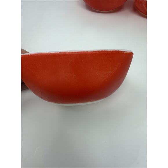 Vintage Pyrex Lot Primary Red 402 Nesting Mixing Bowl 1.5QT & Hostess Bowls - Picture 13 of 16